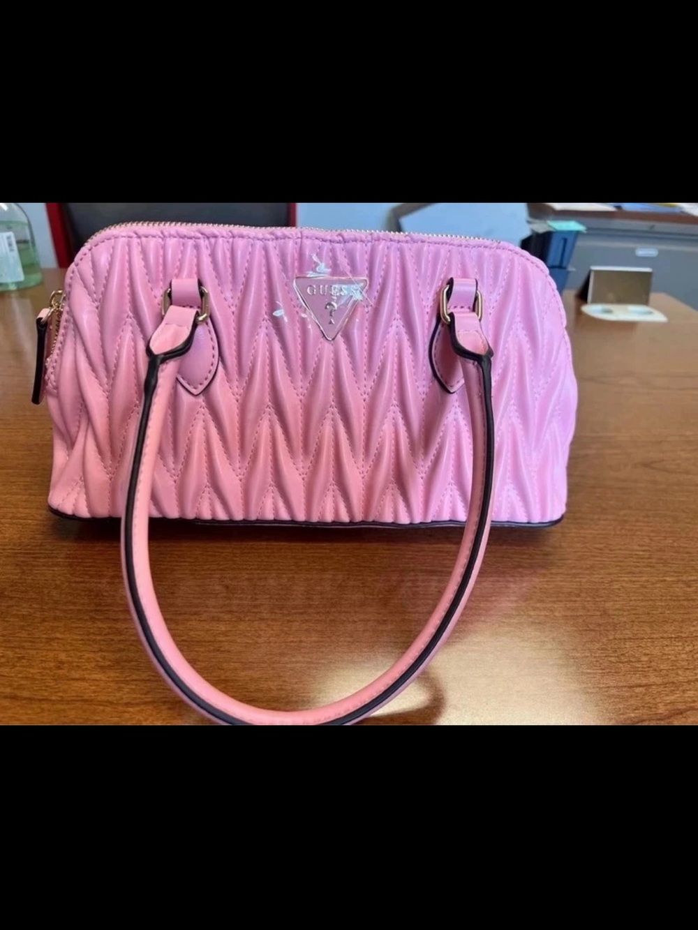 Guess Pink Quilted Dome Satchel